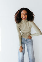 Load image into Gallery viewer, Olive Cinched Turtleneck Top