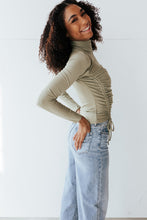 Load image into Gallery viewer, Olive Cinched Turtleneck Top
