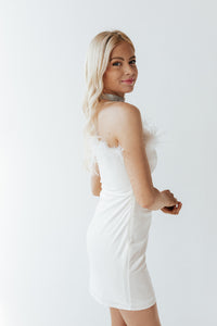 White Velvet Feather Dress