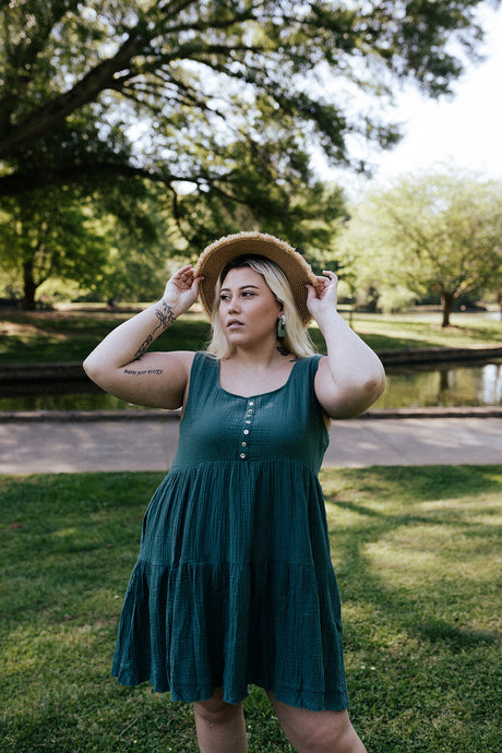 Sea Green Linen Swing Dress