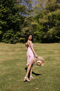Daisy Pink Print Slip Dress