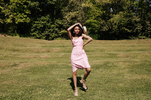 Daisy Pink Print Slip Dress